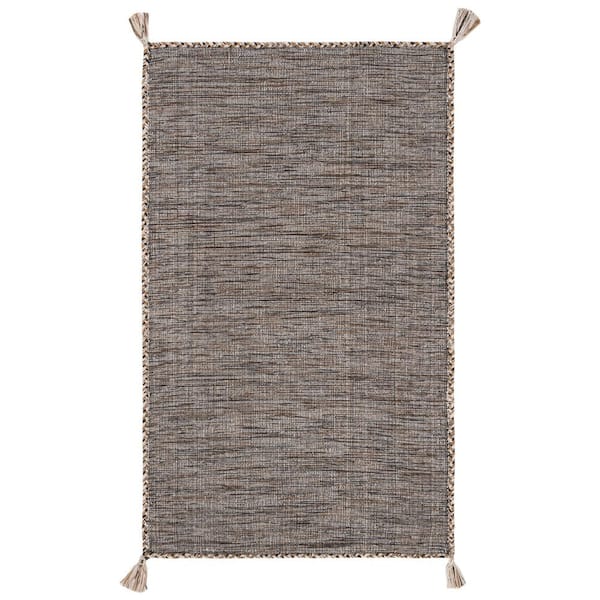 SAFAVIEH Montauk Beige/Black Doormat 3 ft. x 5 ft. Border Area Rug