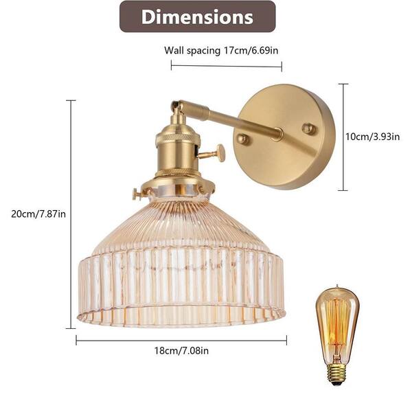 OUKANING 7 in. 1-Light Gold Modern Wall Light Wall Sconce with OUKANING 7 in. 1-Light Gold Modern Wall Light Wall Sconce with