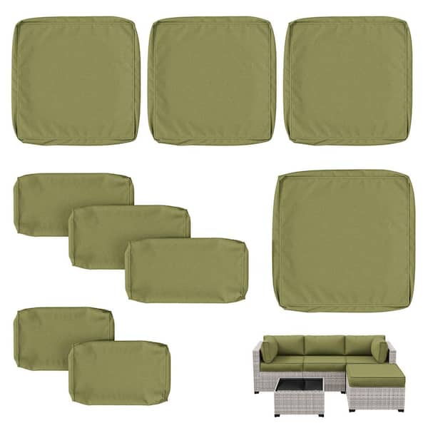 9 Piece 25.6 in. Outdoor Patio Replacement Slip Covers for 4-Seater Furniture Cushion Light Green