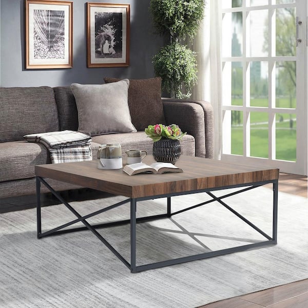 Celso 39.4 in. Brown Square MDF Coffee Table