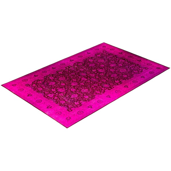 Overdyed Pink 12 x 18 Solid Wool Indoor Area Rug