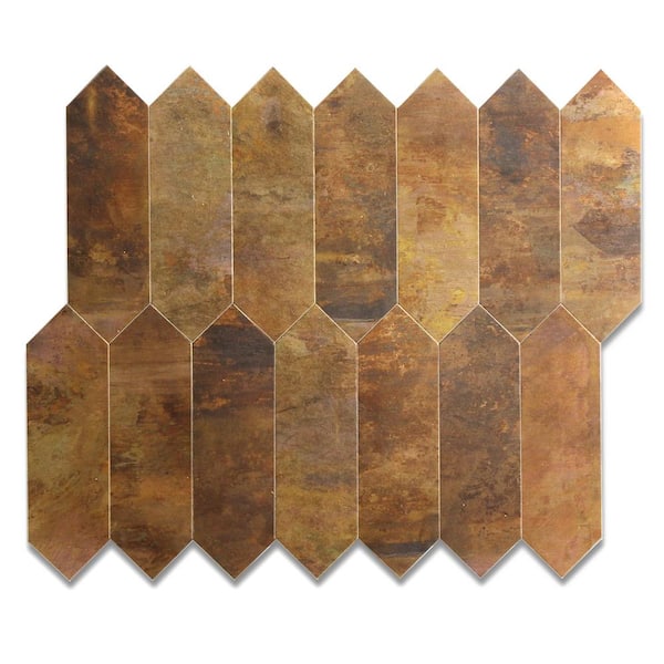 Yipscazo 13-Sheets Hexagon Retro Brown PVC Peel and Stick Backsplash Tiles for Kitchen (11.02 in. x 9.84 in. /10 sq. ft.)