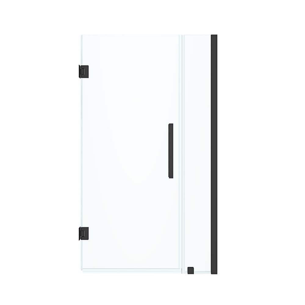 Tampa-Pro 31" W x 72" H Black Frameless Shower Kit with Tempered Glass