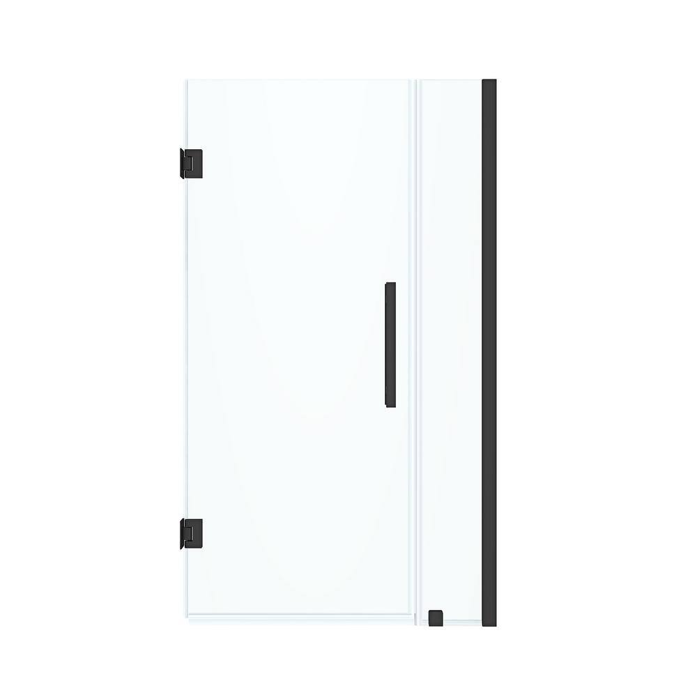Tampa-Pro Black Frameless Pivot Shower Door Kit with Clear Glass