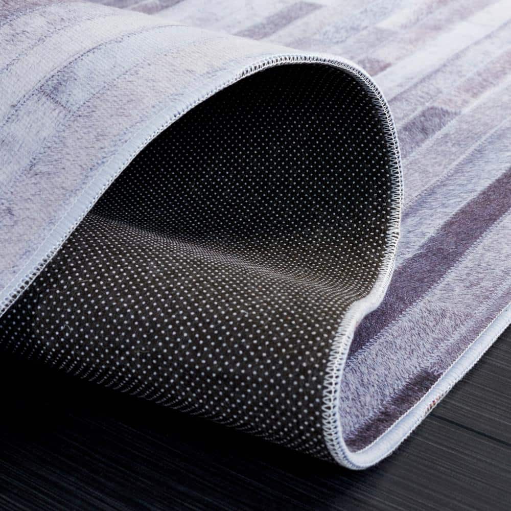 Gray Faux Fur Rectangular Washable Area Rug