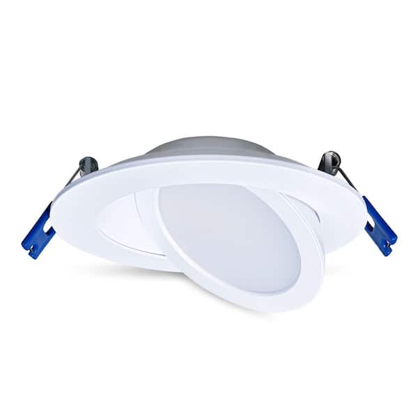 4 in. Round Adjustable Slim Integrated LED Recessed Downlight, 820 Lumens, 5 CCT Color Selectable, Dimmable