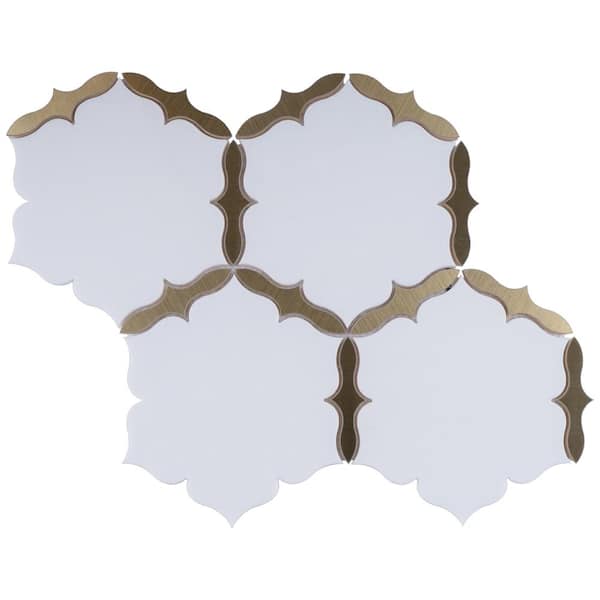 MOLOVO Natural Dorato White Gold 10.24 in. x 11.82 in. Herringbone Polished Marble Mosaic Tile (8.4 sq. ft./Case)
