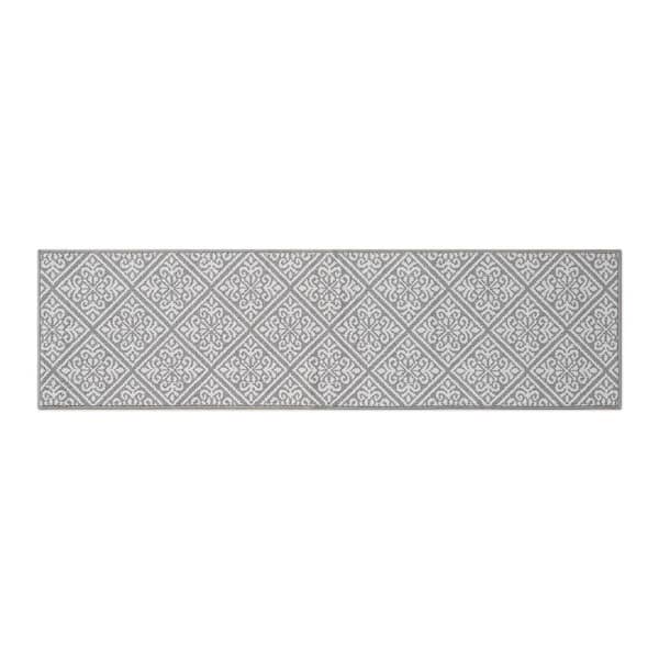 Austell 2-Tone Light Grey/Ivory 2 ft. x 6 ft. Geometric Polypropylene Runner Rug
