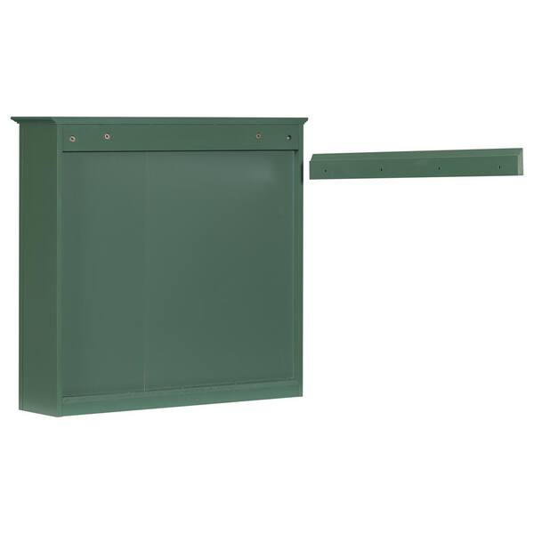 FUNKOL 29.92 x 7.32 x 28 In. Green Wall Mounted Modern Bathroom Storage Cabinet with Door Mirror and 3-Open Storage Dividers