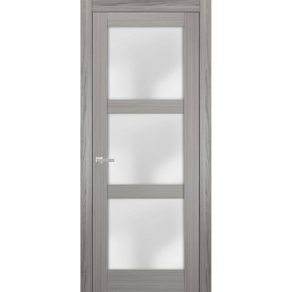 28 in. x 96 Universal/Reversible Frosted GlassGray Ash Finished Solid Wood Assembly Required Double Prehung French Door price history on PriceWatchPro