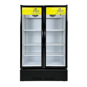39 in. W 16.5 cu. ft. Commercial Upright Display 2-Glass Swing Door Beverage Cooler Refrigerator in Black
