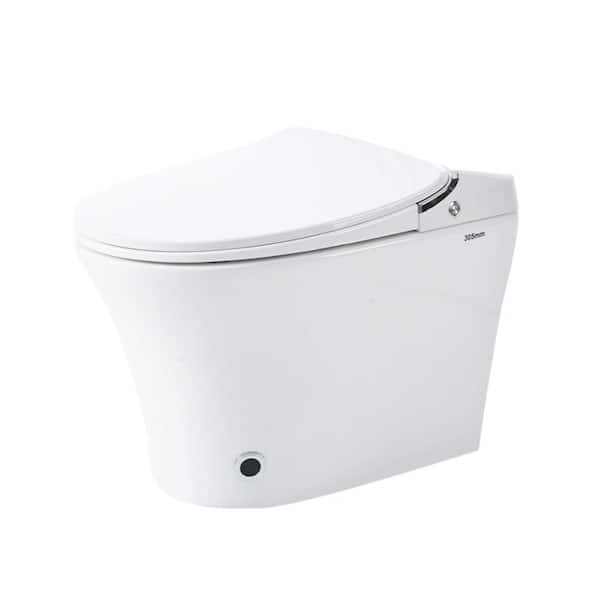 Luxury Smart Elongated Bidet Toilet 1.28 GPF in White with Heated Seat Remote Control Power Outage Flushing