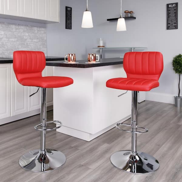 Red adjustable 2024 bar stools