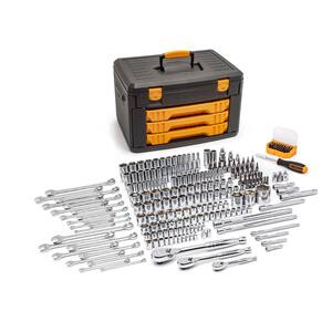 1/4 in., 3/8 in. and 1/2 in. Drive 6-Point SAE/Metric Mechanics Tool Set in 3-Drawer Storage Box (243-Piece)