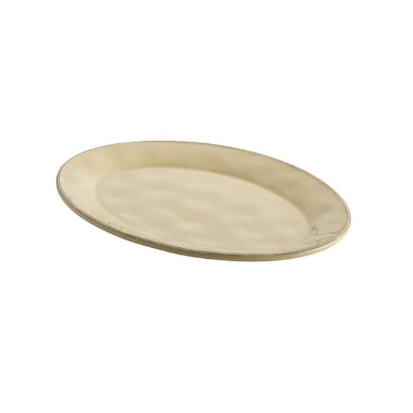 Rachael Ray Cucina Dinnerware 10 in. x 14 in. Stoneware Oval Platter in Almond Cream