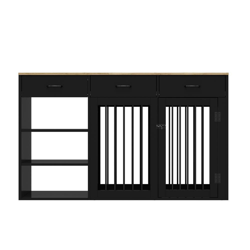 FUFU&GAGA Modern Large Wooden Dog Crate Furniture, Pet Dog Cage with 3