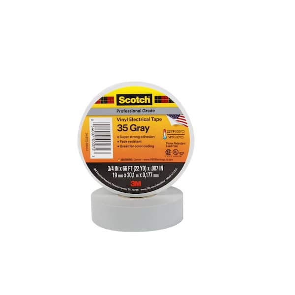 Scotch 0.75 in. x 66 ft. x 7 mil. #35 Colored Vinyl Electrical Tape, Gray