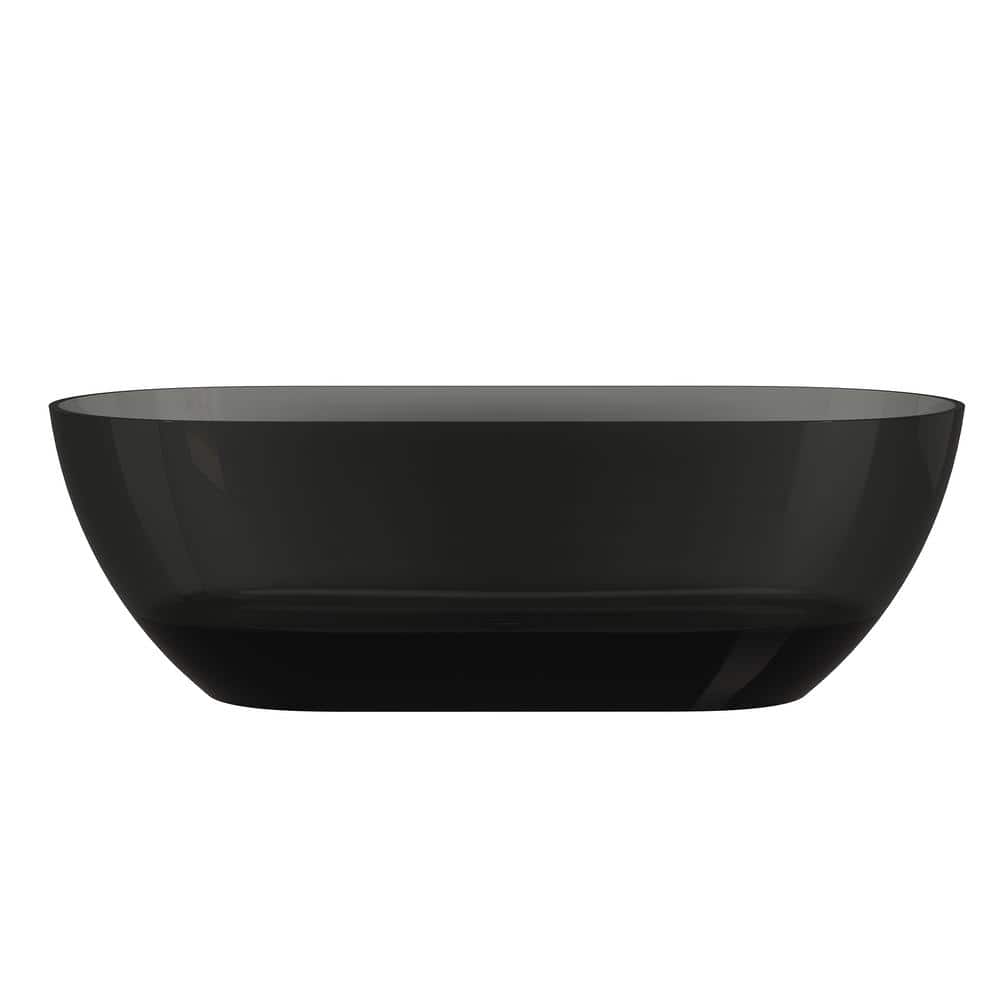 69'' Black Transparent Resin Freestanding Soaking Bathtub