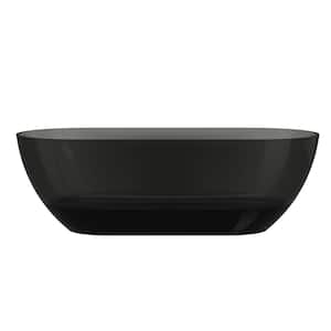 69 in. x 30 in. Freestanding Soaking Resin Bathtub with Center Drain in Transparent Black