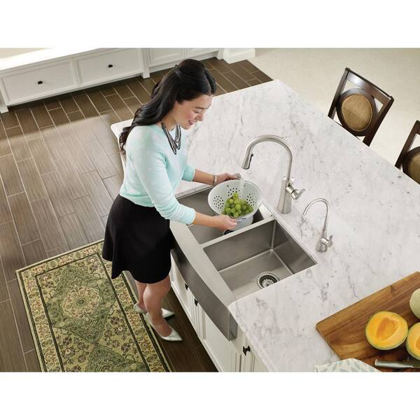 Moen S5560SRS Getränkearmatur – Einhebel, Hoher Bogen, Fleckenresistent Edelstahl | Für Küche, Kaltes Wasser