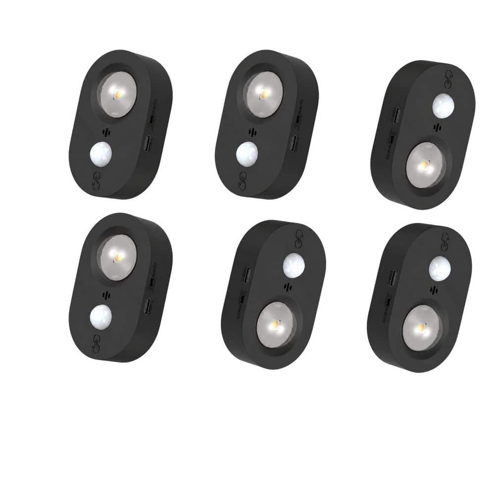 2.6 in. Black Variable White Integrated LED Undercabinet Puck Light with Motion Sensor, Stepless Dimming, 6-Pack price history on PriceWatchPro