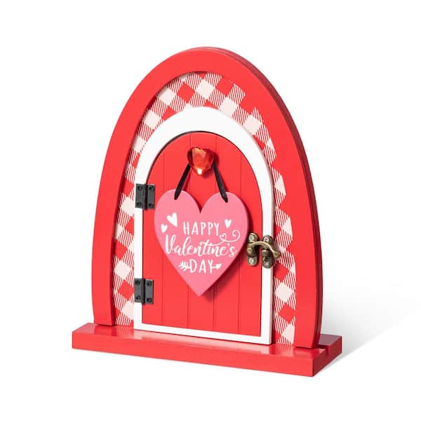 Glitzhome Valentine's 8.5 in. H Wooden Door-Shaped Photo Frame Table Decor
