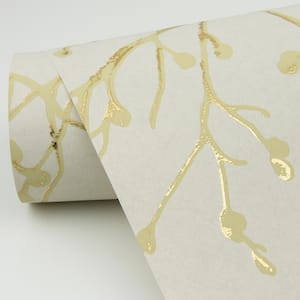 Koura Gold Budding Branches Wallpaper Sample