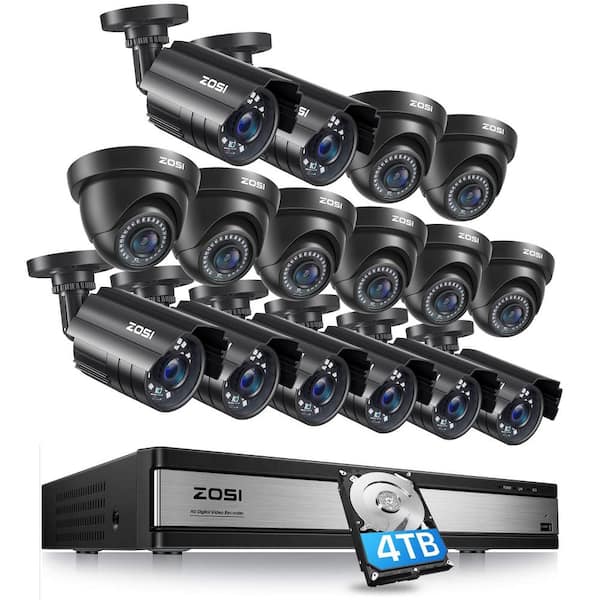 ZOSI 16-Channel 5MP-Lite 4TB DVR Security Camera System with 8 Wired ...