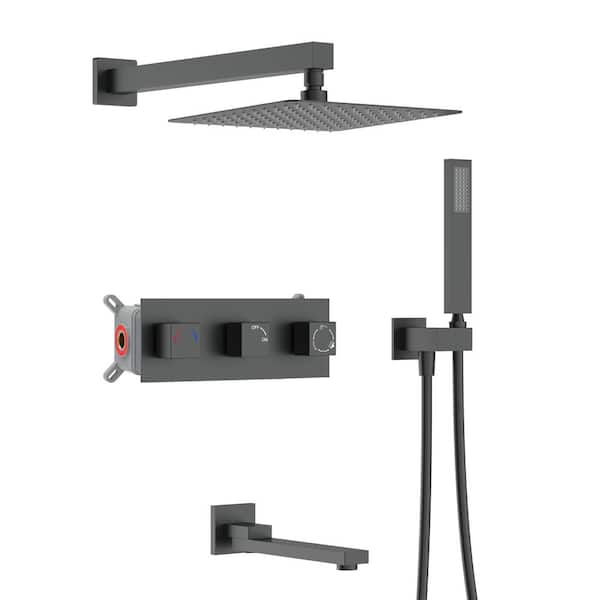 INSTER AIM Triple Handle 1-Spray Tub and Shower Faucet 2 GPM in Matte Black Valve Included