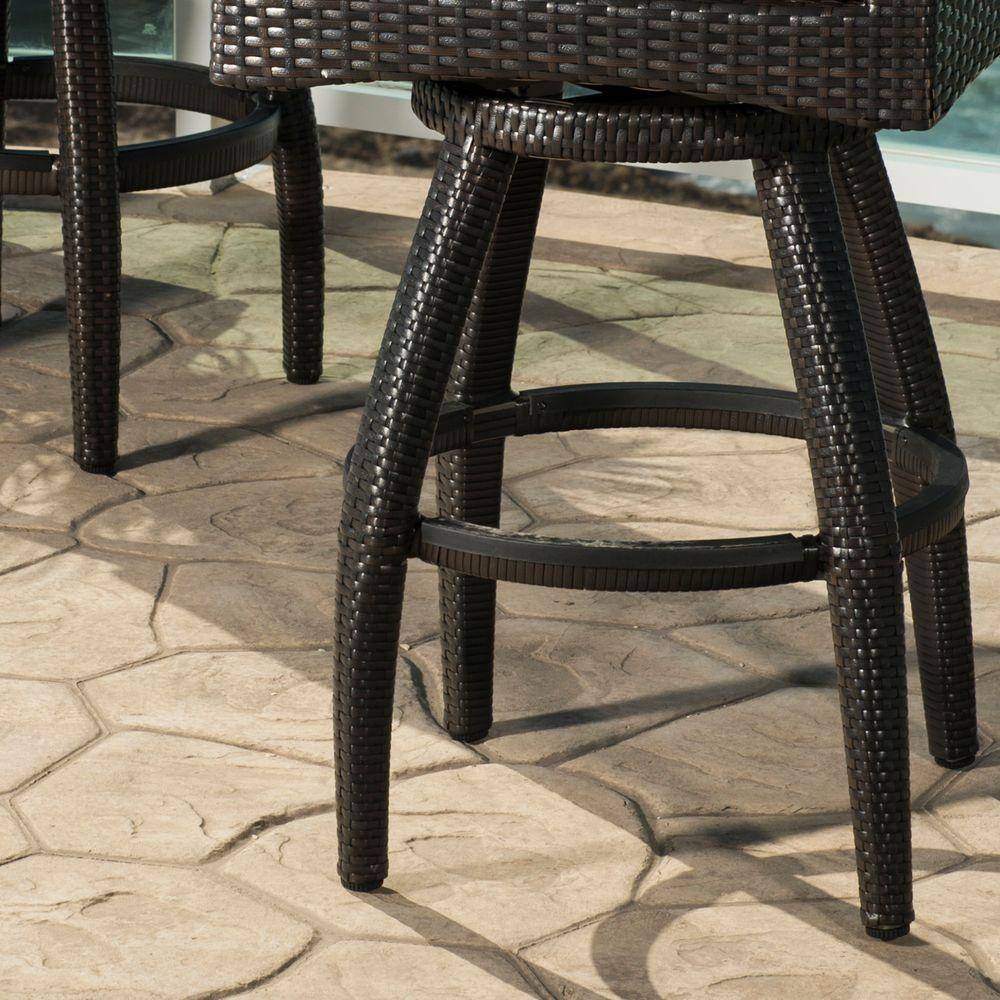 Modern Swivel Outdoor Chair Set with Spa Blue Cushions