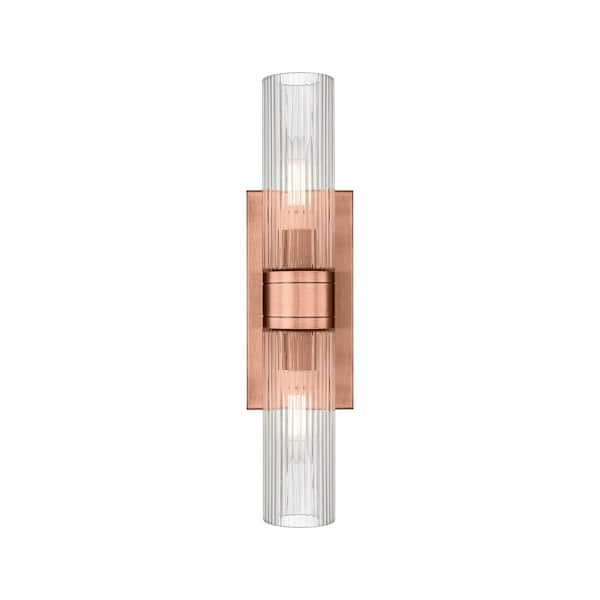 Ballston Urban 18 in. 2-Light Antique Copper Vanity Light with Glass Shade