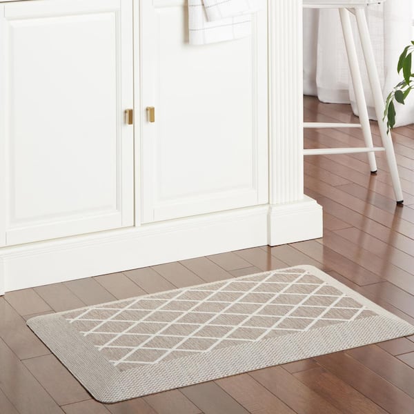 Miles Modern Diamond Coffee Brown 19.6 in. x 32 in. Anti-Fatigue Kitchen Mat