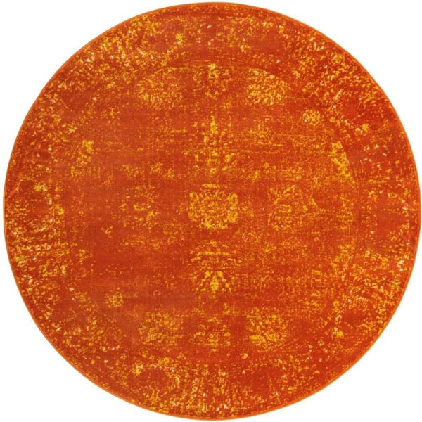 Unique Loom Sofia Casino Orange 7 ft. x 7 ft. Area Rug