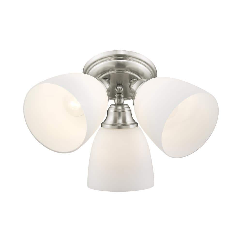 Somerville Brushed Nickel 3-Light Flush Mount with Opal Glass