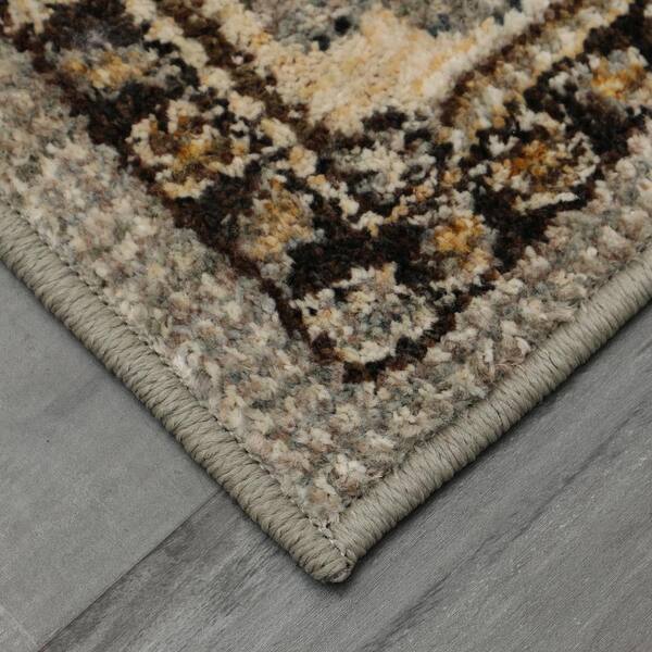 (B758) Channing Beige Swirled Runner, 2x7