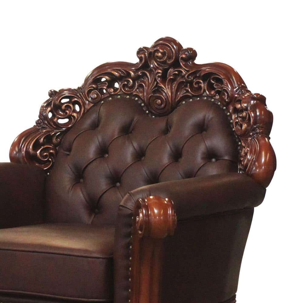 Vendome Cherry Faux Leather Handcrafted Chair with Pillow