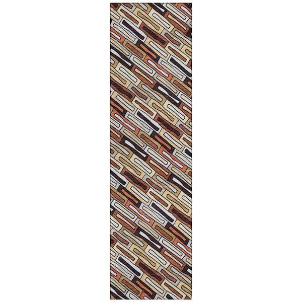 Chantille Machine Washable Indoor/Outdoor Abstract ACN3055 Brick 2 ft. x 7 ft. Runner Rug