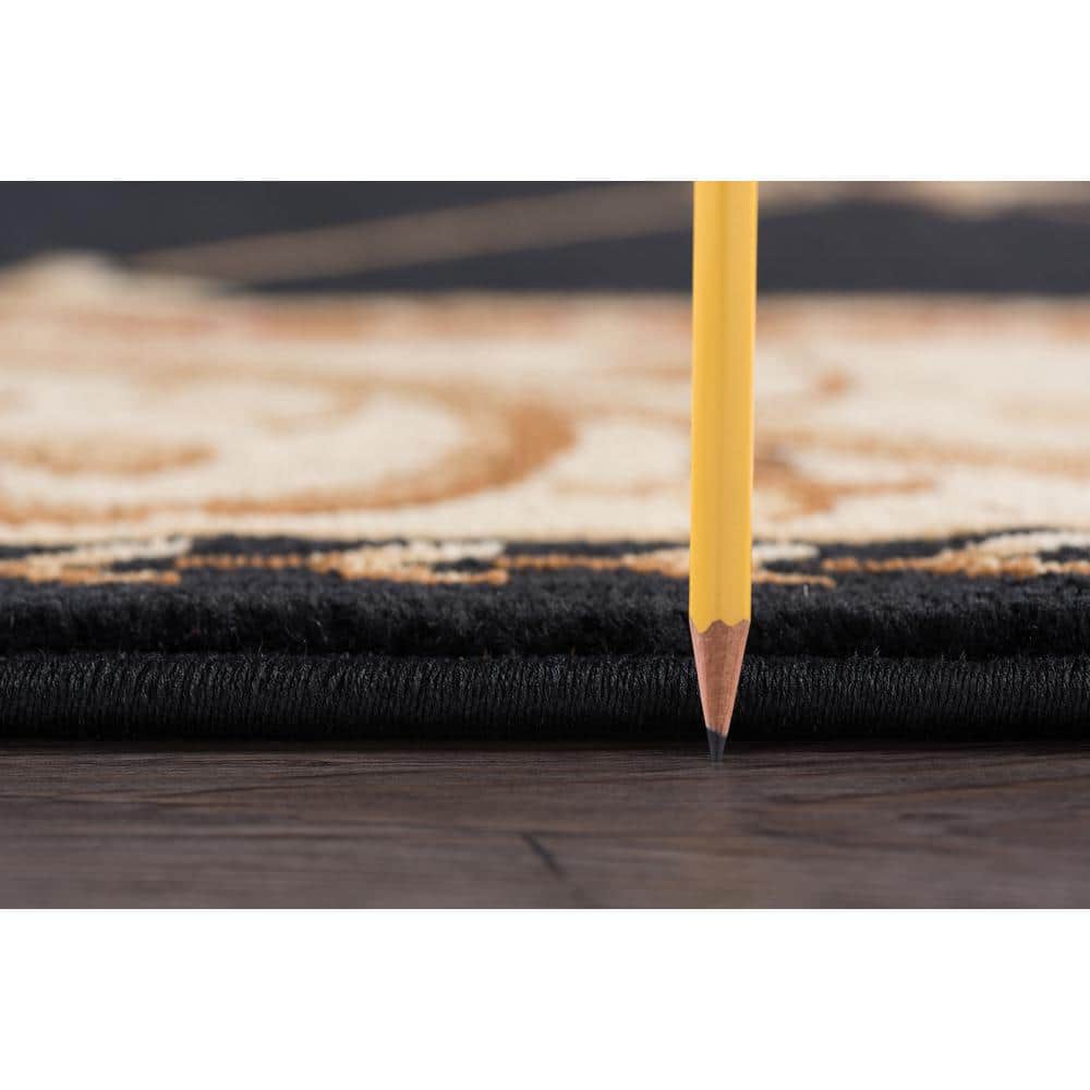Sensation Black Synthetic Traditional Rectangular Area Rug