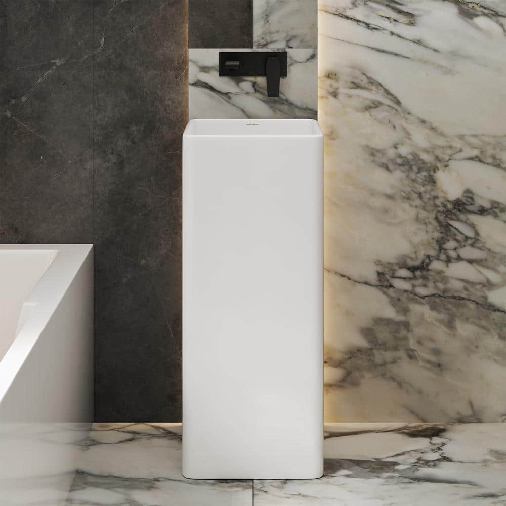 Claire 15.75 in x 15.75 in Ceramic One-Piece Glossy White Pedestal Sink and Basin Combo price history on PriceWatchPro