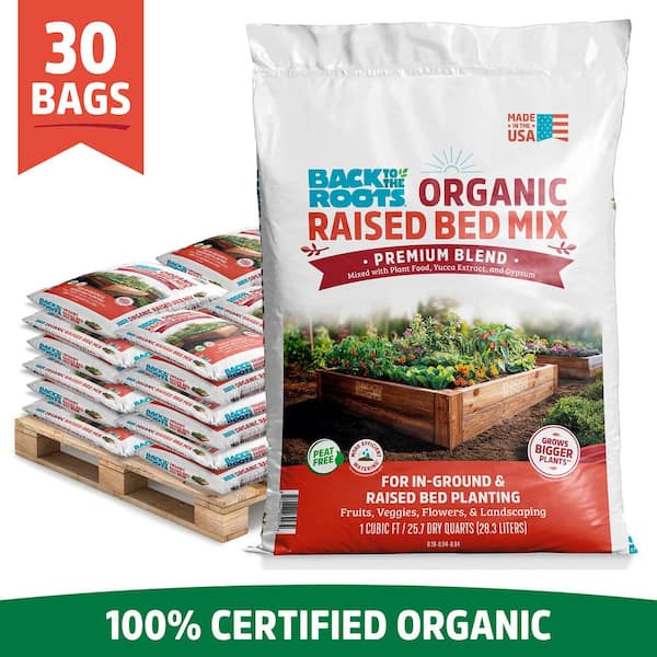 Organic Bulk Raised Bed Soil (30 1 cu. ft. Bags) Peat-Free, Blended with Organic Fertilizer