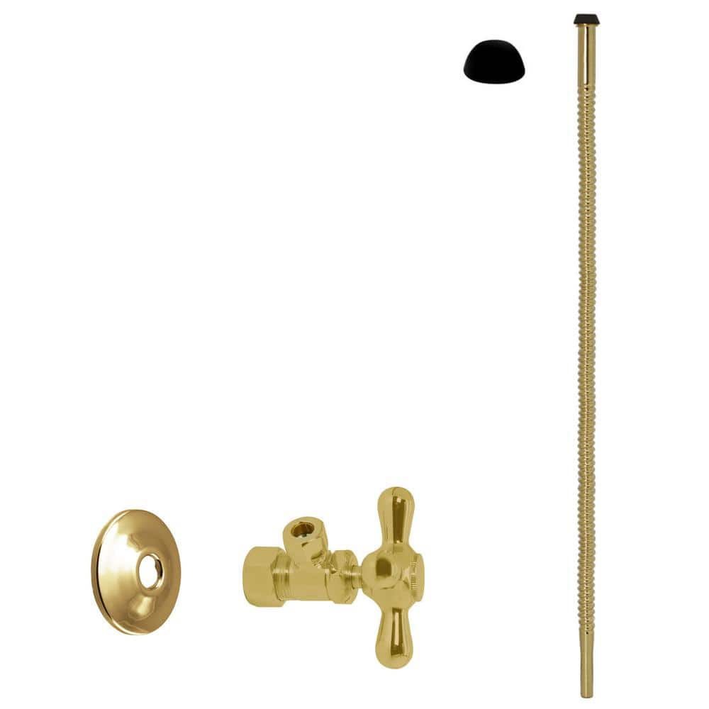 5/8 in. x 3/8 in. OD x 20 in. Corrugated Supply Line Kit with Cross Handle Angle Shut Off Valve, Polished Brass price history on PriceWatchPro