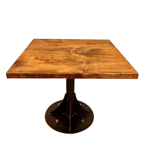 HomeRoots Brown Wood 36 in. Pedestal Dining Table Seats 4)