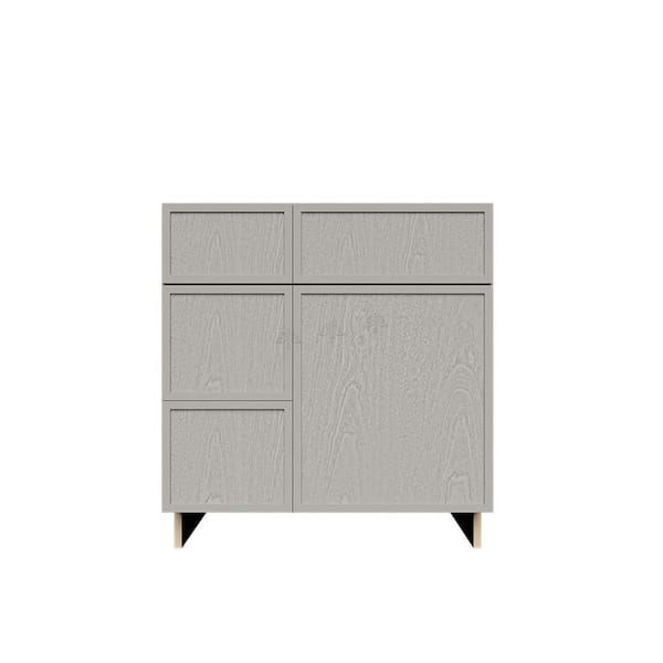 Slim Shaker 30 in. Sink Base Bath Vanity Cabinet without Top with 2 Left Drawers in Gray Assembled