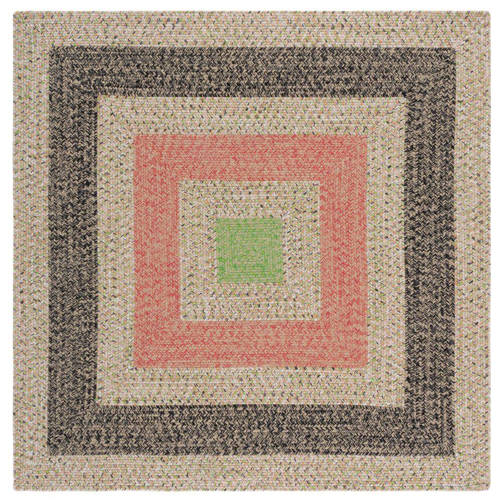 SAFAVIEH Braided Black/Light Green 3 ft. x 3 ft. Machine Washable ...