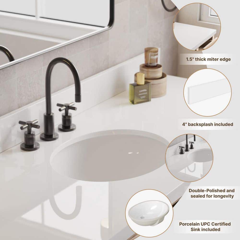 Cambridge 61'' White Double Vanity with Quartz Top