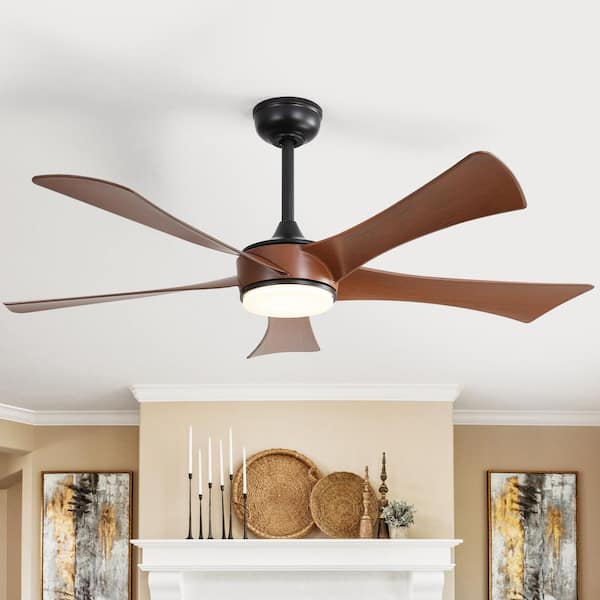 CACI Mall 52 in. Indoor/Outdoor Integrated LED Black Ceiling Fan with Light Kit and Remote Included