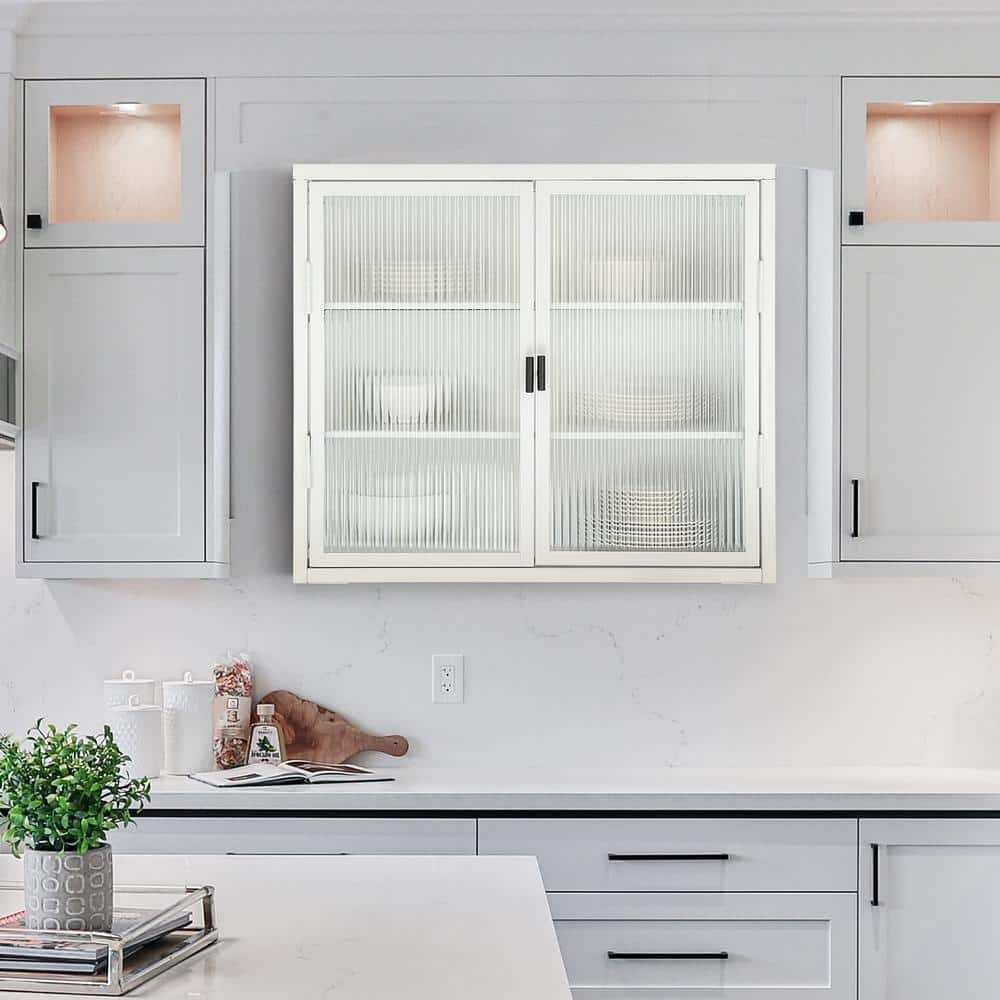27.6 in. W x 9.1 in. D x 23.6 in. H Bathroom Storage Wall Cabinet With Deta