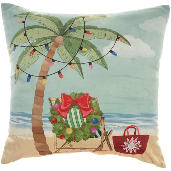 Mina Victory Holiday Multicolor Coastal 18 in. x 18 in. Throw Pillow