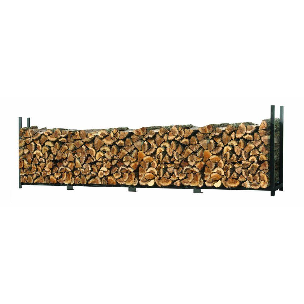 Black Ultra Duty Steel 16 ft Firewood Log Rack