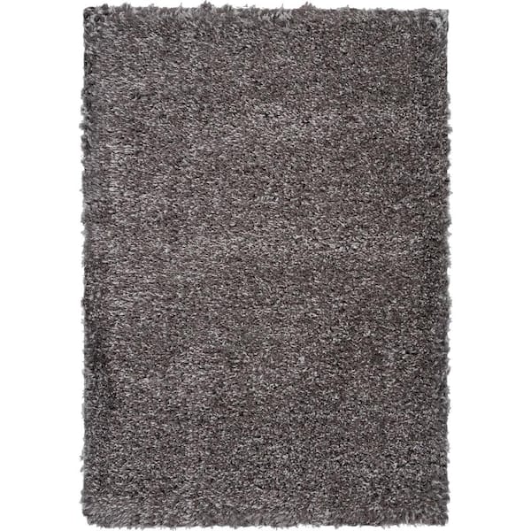 Nourison Ultra Plush Shag Charcoal 4 ft. x 6 ft. Abstract Plush Contemporary Area Rug